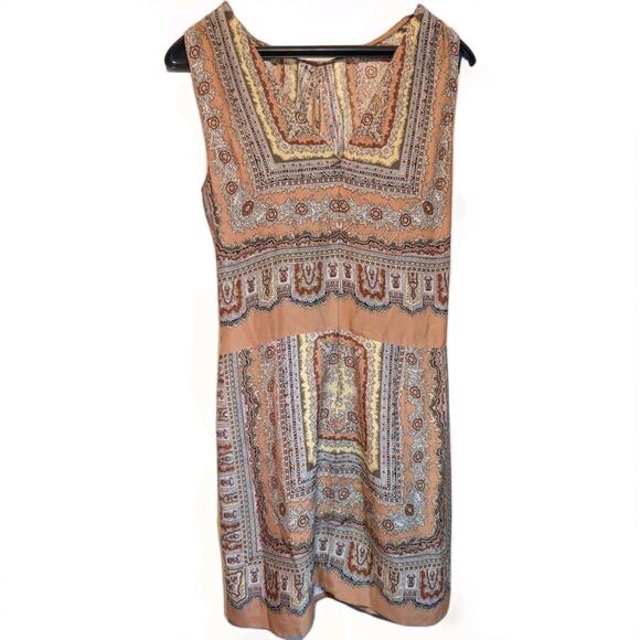 Zara Moraccan 100% Mulberry Silk XS Mini Dress Bohemian Earthcore Retro Y2K - Picture 4 of 8
